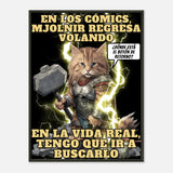 Póster Semibrillante de Gato con Marco Metal "El trueno que Maulla"