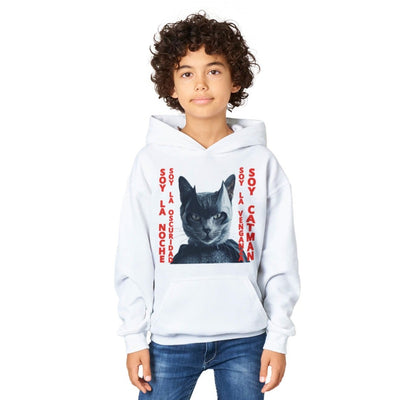 Sudadera con capucha júnior estampado de gato 