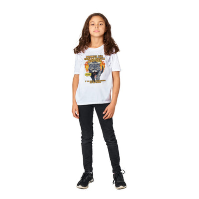 Camiseta Junior Unisex Estampado de Gato "Nuevo Rival" Michilandia | La tienda online de los fans de gatos