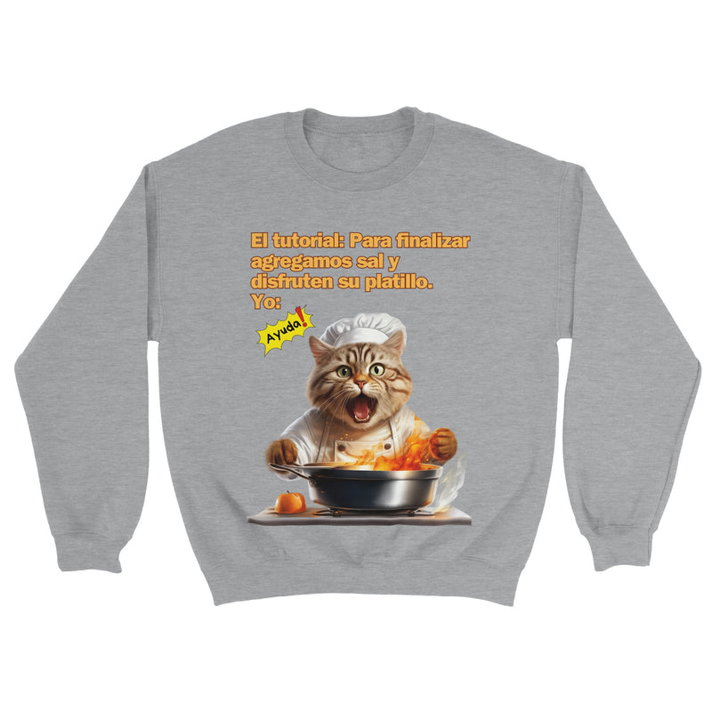 Sudadera Unisex Estampado de Gato "Chef en Apuros" Michilandia | La tienda online de los fans de gatos