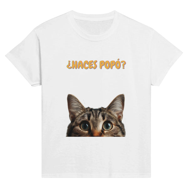 Camiseta Junior Unisex Estampado de Gato "Consulta Curiosa"