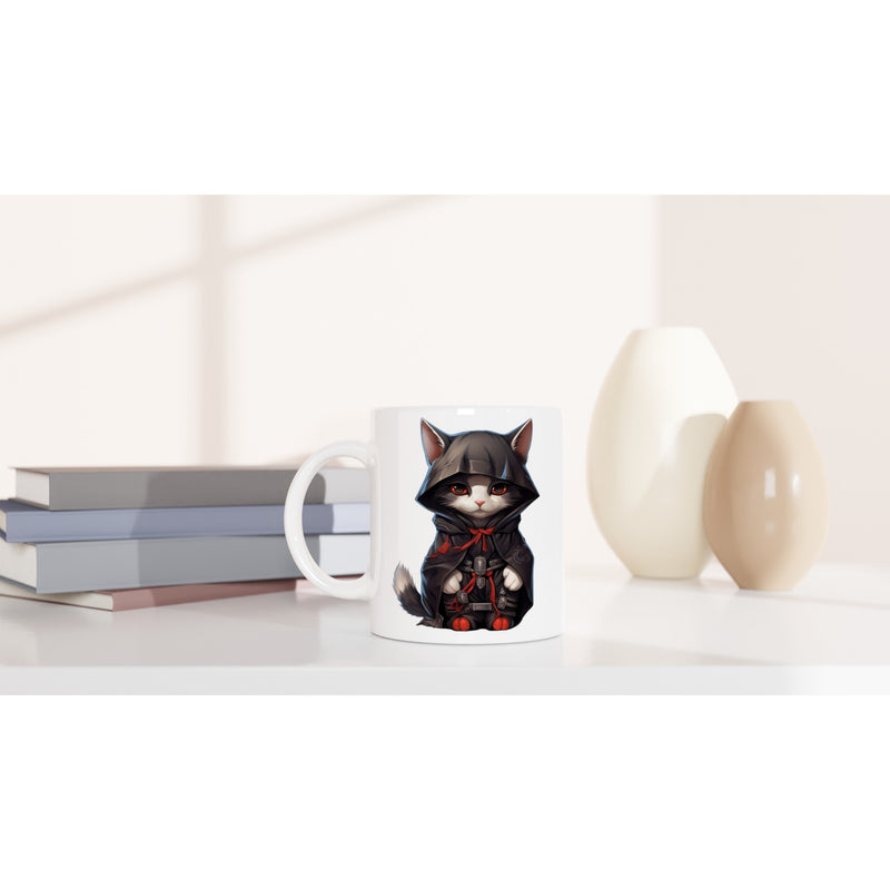 Taza blanca con impresión de gato "Nin-Gato Akatsuki" Michilandia | La tienda online de los amantes de gatos