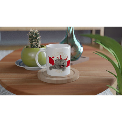 Taza Blanca con Impresión de Gato "Vórtice Felino" Michilandia | La tienda online de los fans de gatos