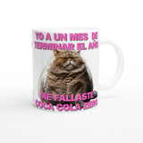 Taza Blanca con Impresión de Gato "Desilusión Anual" Michilandia | La tienda online de los fans de gatos