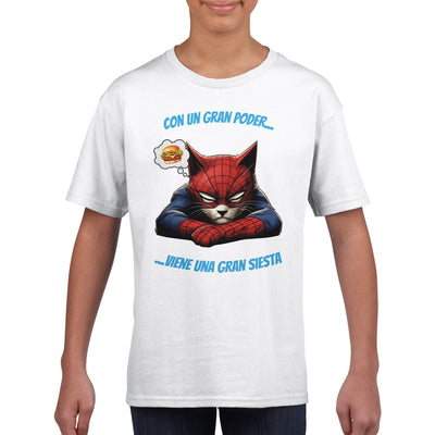 Camiseta júnior unisex estampado de gato 