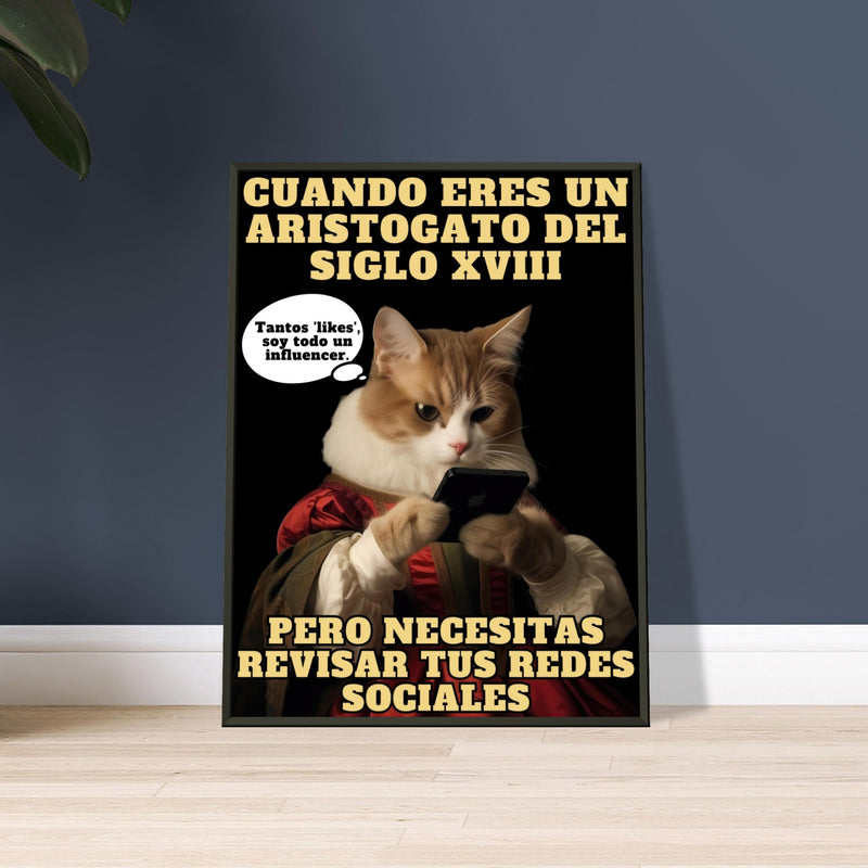 Póster Semibrillante de Gato con Marco Metal 