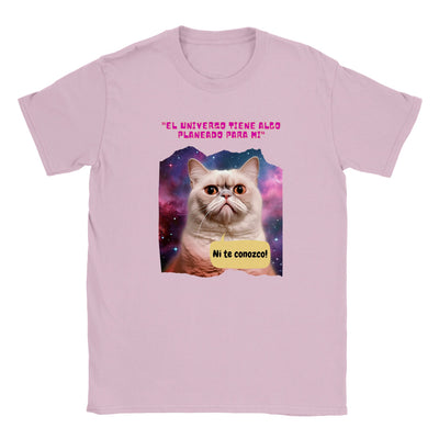 Camiseta júnior unisex estampado de gato "El michi cósmico" Gelato