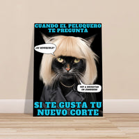 Panel de aluminio impresión de gato "El Desastre Peluquero" Michilandia | La tienda online de los amantes de gatos