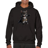 Sudadera con capucha unisex estampado de gato "Dynamic Dark Knight" Gelato