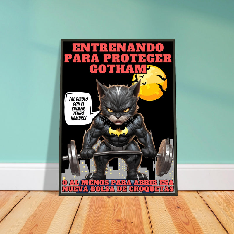 Póster Semibrillante de Gato con Marco Metal 