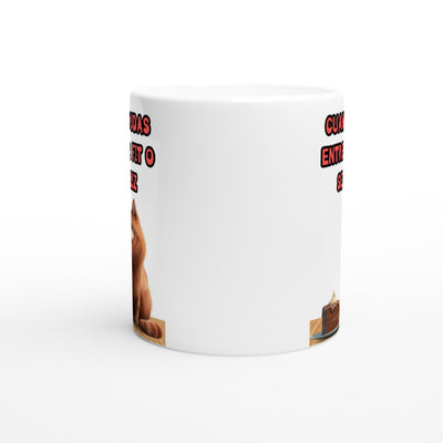 Taza Blanca con Impresión de Gato "Dilema Dulce" Michilandia | La tienda online de los fans de gatos