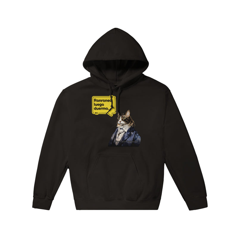 Sudadera con Capucha Unisex Estampado de Gato "René Michi Descartes" Michilandia | La tienda online de los amantes de gatos