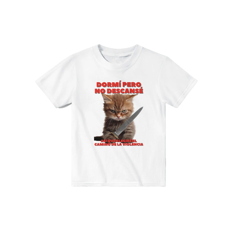 Camiseta Junior Unisex Estampado de Gato "Amanecer Agresivo" Michilandia | La tienda online de los fans de gatos