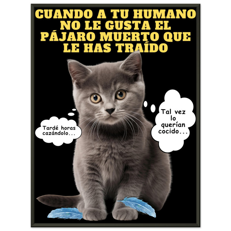 Póster Semibrillante de Gato con Marco Metal 