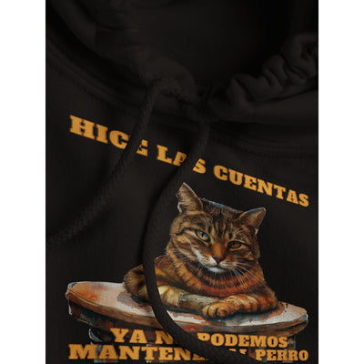 Sudadera con Capucha Unisex Estampado de Gato "Economista Felino" Michilandia | La tienda online de los fans de gatos