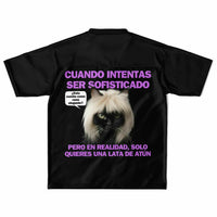 Camiseta de fútbol unisex estampado de gato "Elegancia Gatuna" Subliminator