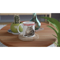 Taza Blanca con Impresión de Gato "Gordito Pensante" Michilandia | La tienda online de los fans de gatos