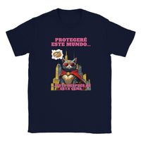 Camiseta júnior unisex estampado de gato "Guardián de la Cena" Navy