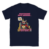Camiseta júnior unisex estampado de gato "Guardián de la Cena" Navy