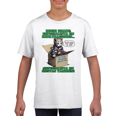 Camiseta júnior unisex estampado de gato 