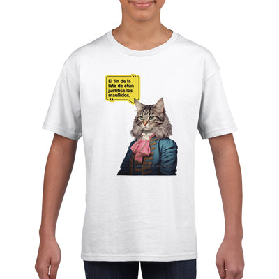 Camiseta júnior unisex estampado de gato 