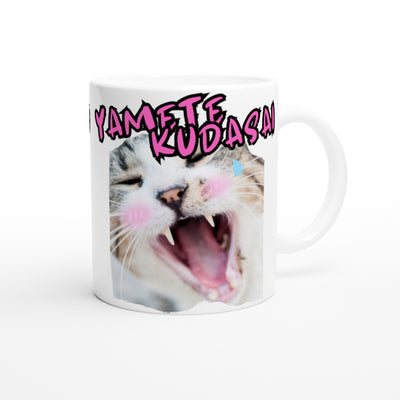 Taza blanca con impresión de gato "Yamete Miau" Michilandia | La tienda online de los amantes de gatos