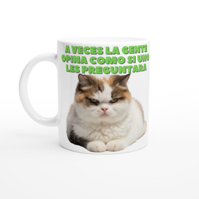 Taza Blanca con Impresión de Gato 