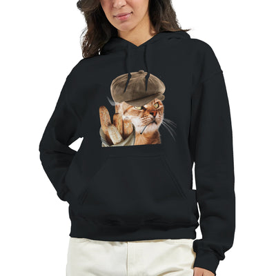 Sudadera con Capucha Unisex Estampado de Gato "Le Chat Parisien" Michilandia | La tienda online de los fans de gatos