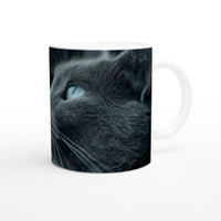 Taza Blanca con Impresión de Gato "Nobleza Azul Ruso" Michilandia | La tienda online de los fans de gatos