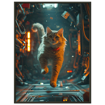 Póster Semibrillante de Gato con Marco Metal 