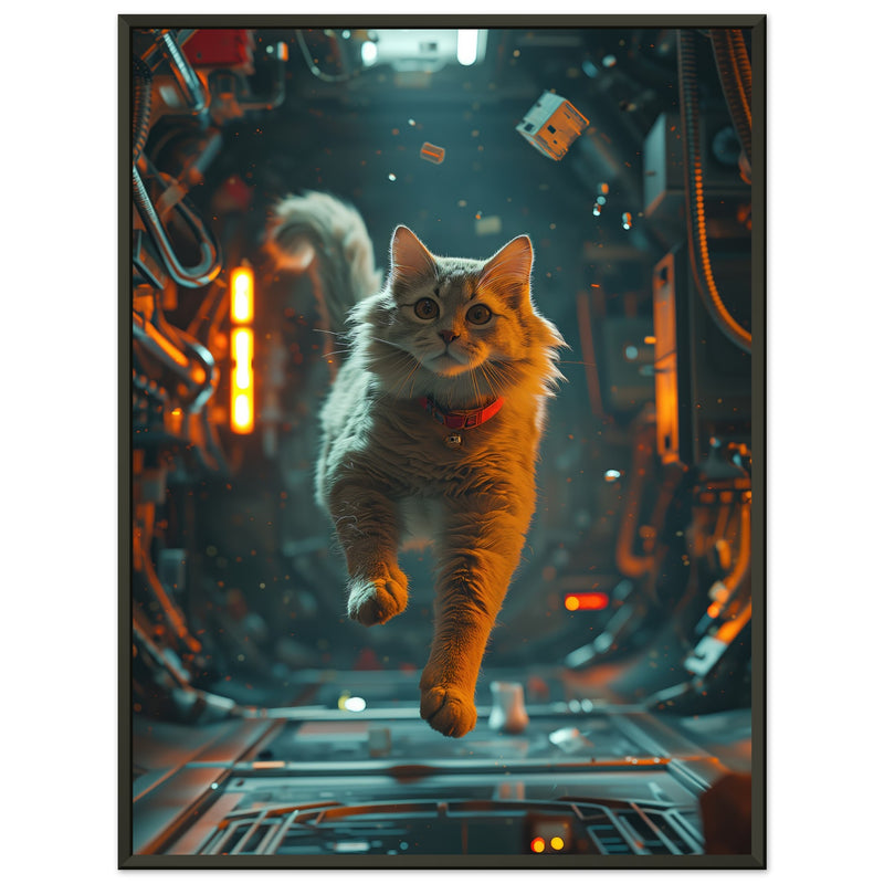 Póster Semibrillante de Gato con Marco Metal 