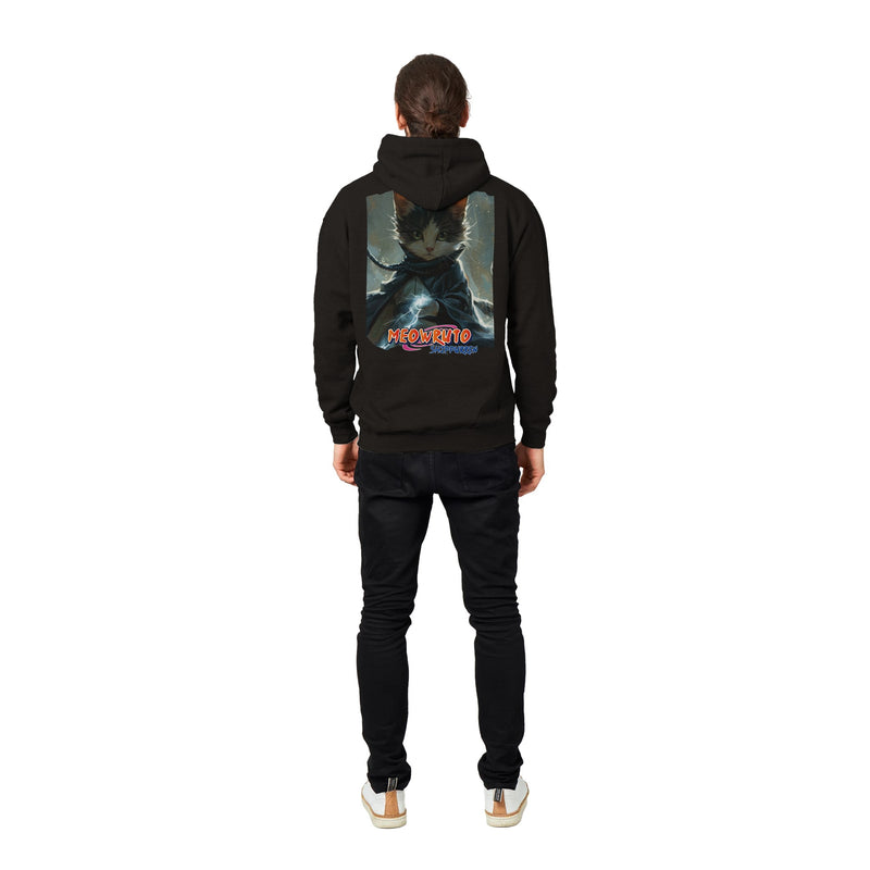 Sudadera con capucha Prémium Unisex Impresión Trasera de Gato "Garras Chidori" Michilandia | La tienda online de los fans de gatos