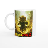 Taza Blanca con Impresión de Gato "Legendario Saiyajin Felino" Michilandia | La tienda online de los fans de gatos