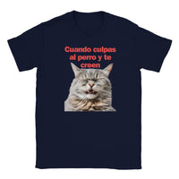 Camiseta Junior Unisex Estampado de Gato "Risa Culpable" Michilandia | La tienda online de los fans de gatos