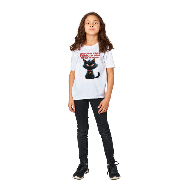 Camiseta Junior Unisex Estampado de Gato "Personal Felino" Michilandia | La tienda online de los fans de gatos