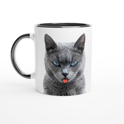 Taza Bicolor con Impresión de Gato 