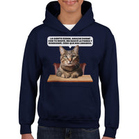 Sudadera con capucha júnior estampado de gato "Confesión Incomoda" Michilandia | La tienda online de los fans de gatos