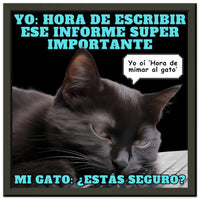 Póster Semibrillante de Gato con Marco Metal "Hora de mimar al gato" 30x30 cm / 12x12″
