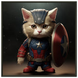 Póster semibrillante de gato con marco metal "Michi Captain America" Gelato