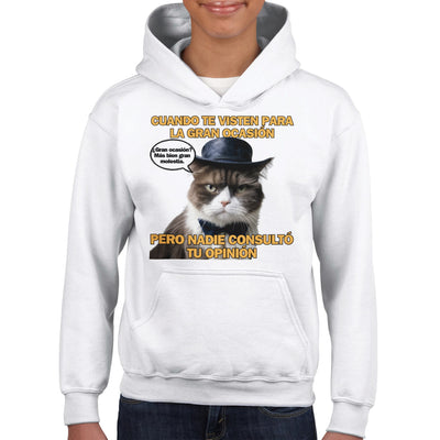 Sudadera con capucha júnior estampado de gato 