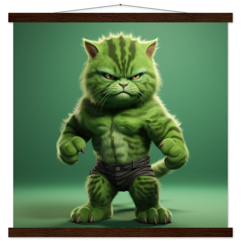 Póster semibrillante de gato con colgador "Michi Hulk" Gelato