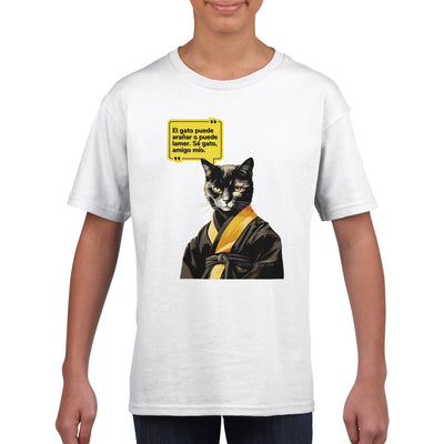 Camiseta júnior unisex estampado de gato 