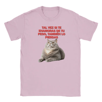 Camiseta Junior Unisex Estampado de Gato "Gordito Pensante" Michilandia | La tienda online de los fans de gatos