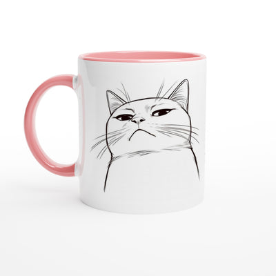 Taza Bicolor con Impresión de Gato "Mirada Desafiante" Michilandia