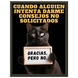 Póster Semibrillante de Gato con Marco Metal "No Gracias" Michilandia | La tienda online de los fans de gatos