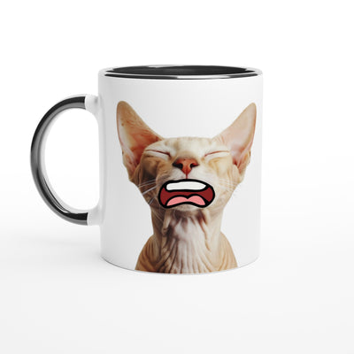 Taza Bicolor con Impresión de Gato 