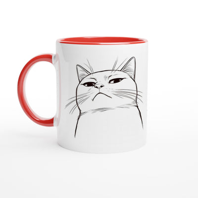 Taza Bicolor con Impresión de Gato "Mirada Desafiante" Michilandia