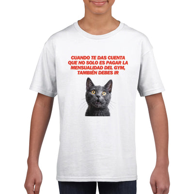 Camiseta Junior Unisex Estampado de Gato 