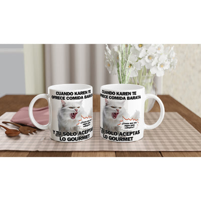 Taza Blanca con Impresión de Gato 