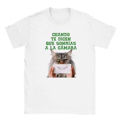 Camiseta júnior unisex estampado de gato 